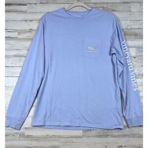 Womens Vineyard Vines Happy Hanukkah Blue Long Sleeve T-Shirt Size Small